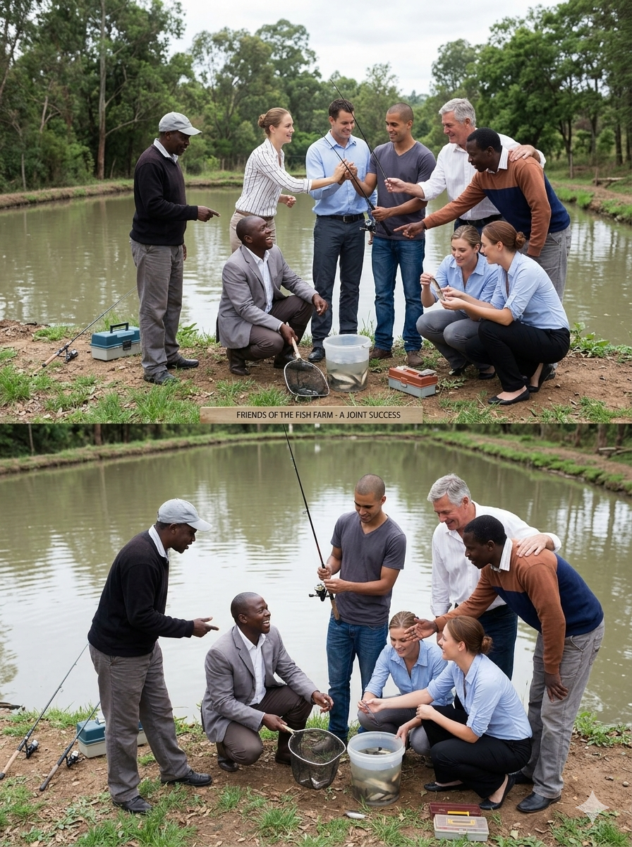 Field visit to a neighboring fish and pig farm